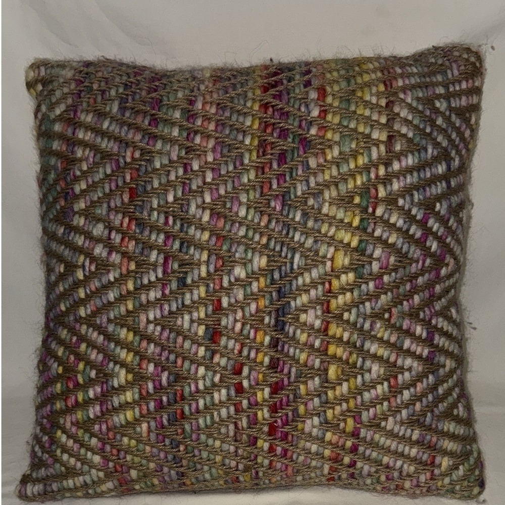 Boho Bohemian Style Throw Pillow Multicolored With Jute - 18"x18"